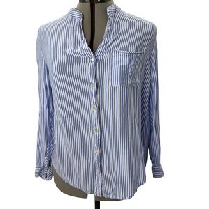 Love Tree Striped Button Down Shirt nautical Preppy‎ Coastal Grandmother Sz S